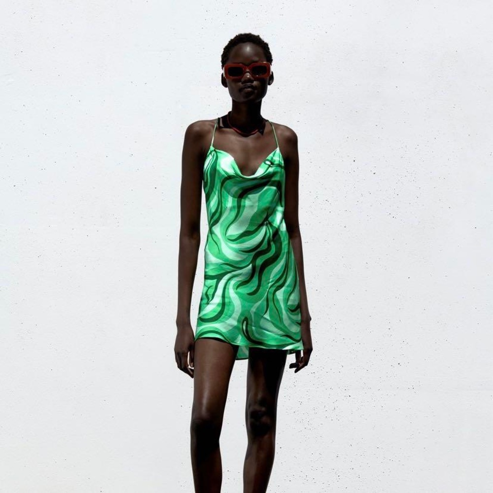 Zara green swirl dress